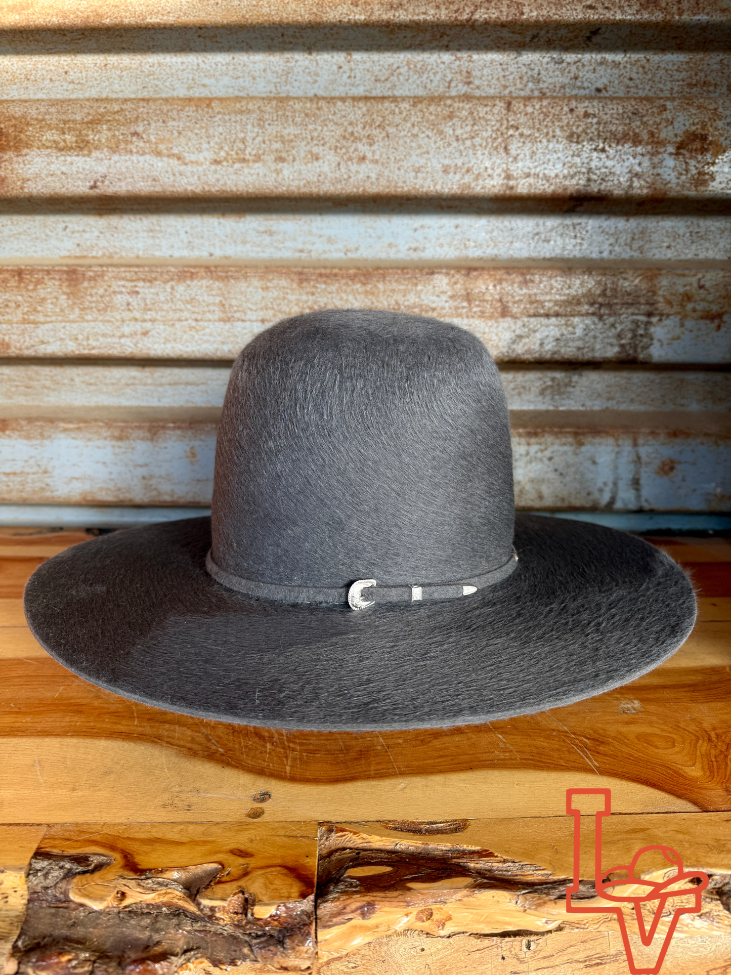 Tacchino 10X Beaver Grizzly Fur Felt Hat 7" Tall Crown 4.25" Brim Charcoal