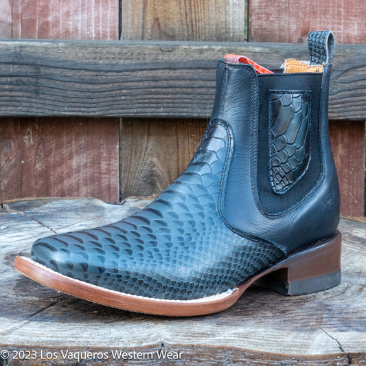 Siete Leguas Men's Soft Leather Phyton Imitation Rodeo Boot Grey