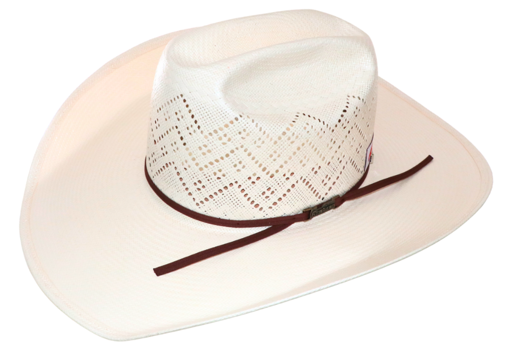 American Hat Company Straw Hat Regular Crown Mountains Vent White