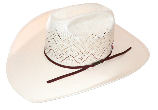 American Hat Company Straw Hat Regular Crown Mountains Vent White