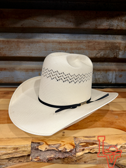 Los Vaqueros Straw Hat Tall Crown Paved Road White