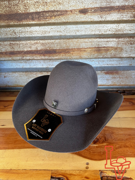 Los Vaqueros Kids Wool Felt Hat Open Regular Crown Charcoal