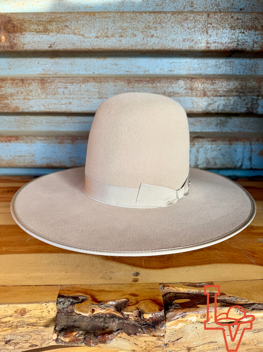 Tacchino 10X Beaver Fur Felt Hat Silverbelly Bound Edge 7" Tall Crown 4.5" Brim Silverbelly