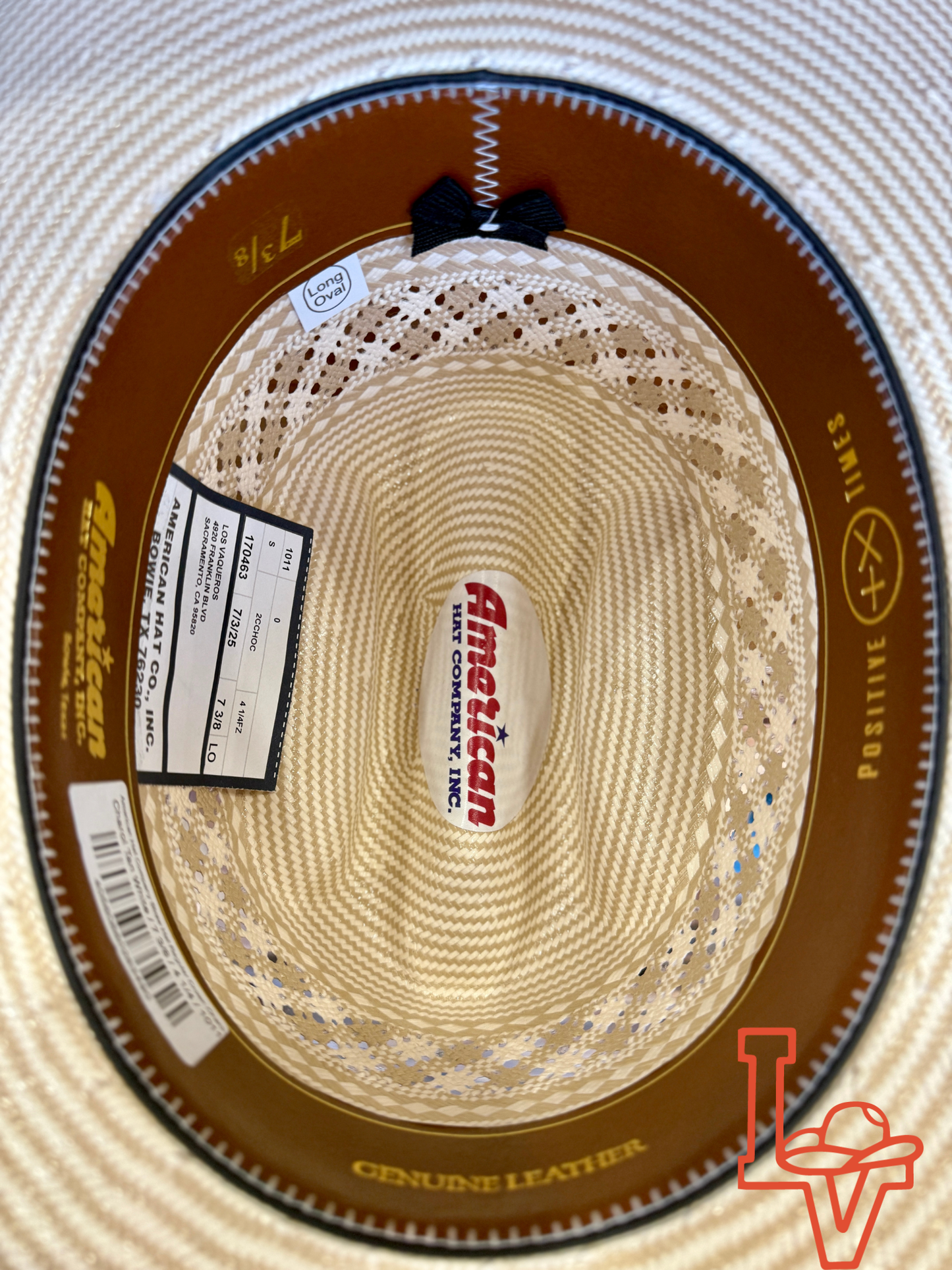 American Hat Company Straw Hat Regular Crown Charol Tan White