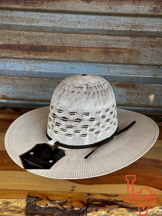 Los Vaqueros Kids Straw Hat Open Regular Crown Bangora Conley Brown White