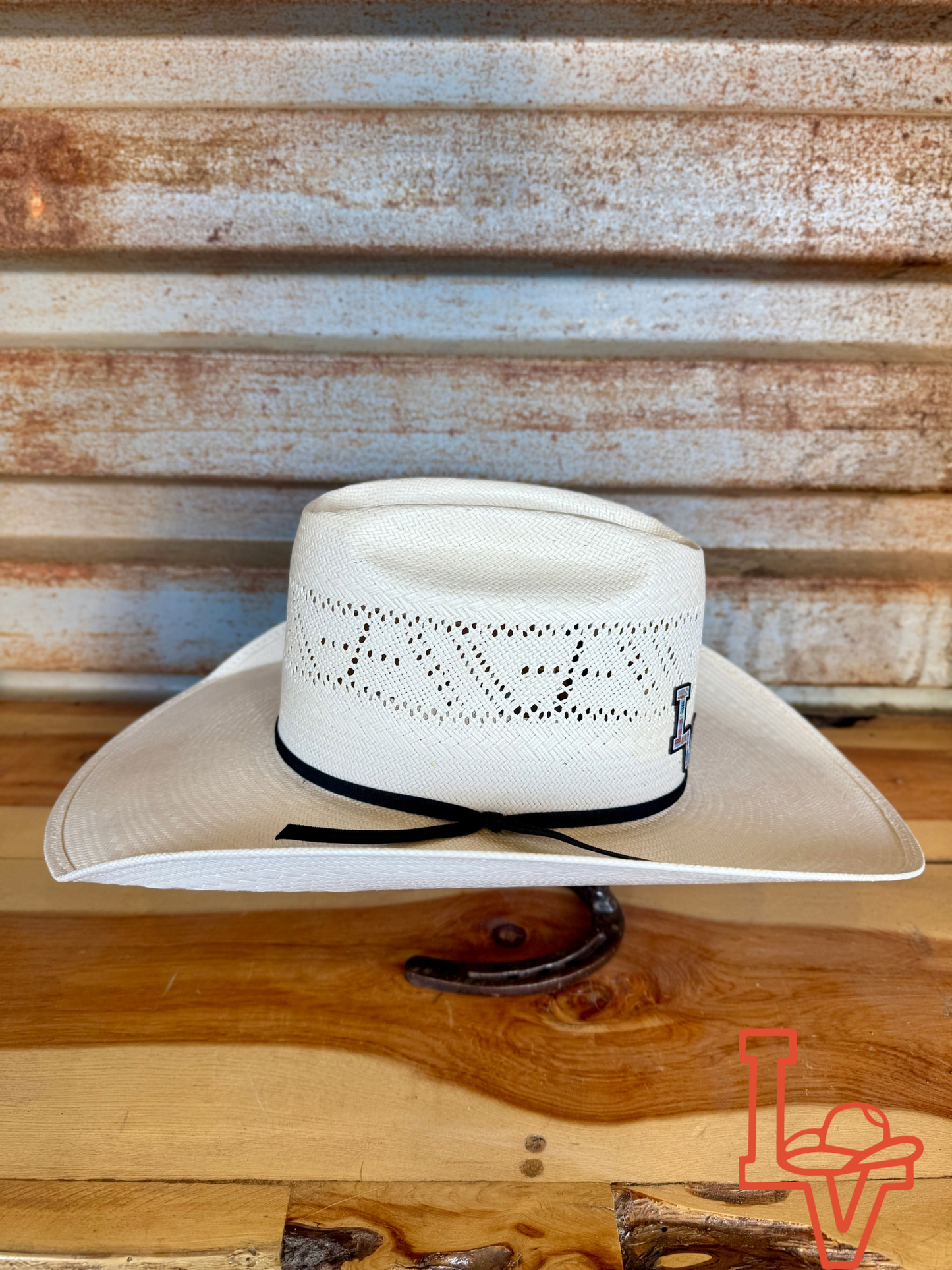Rodeo King  Cross Straw Hat Regular Crown White