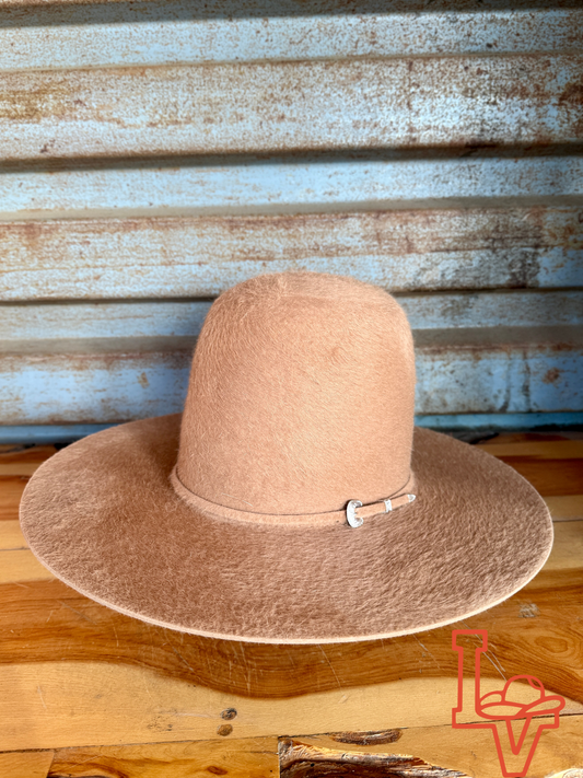 Tacchino 10X Beaver Grizzly Fur Felt Hat 7" Tall Crown 4.25" Brim Gold