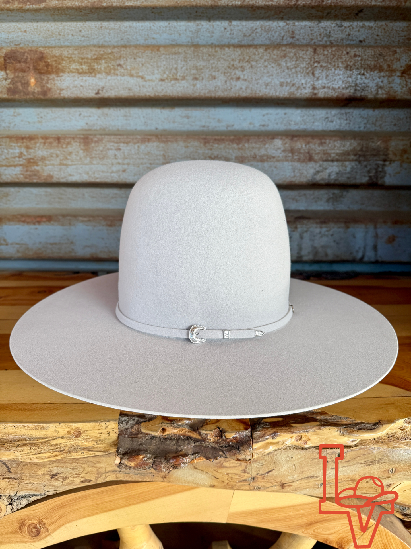 Tacchino 10X Beaver Fur Felt Hat 7" Tall Crown 4.25" Brim Crystal Grey