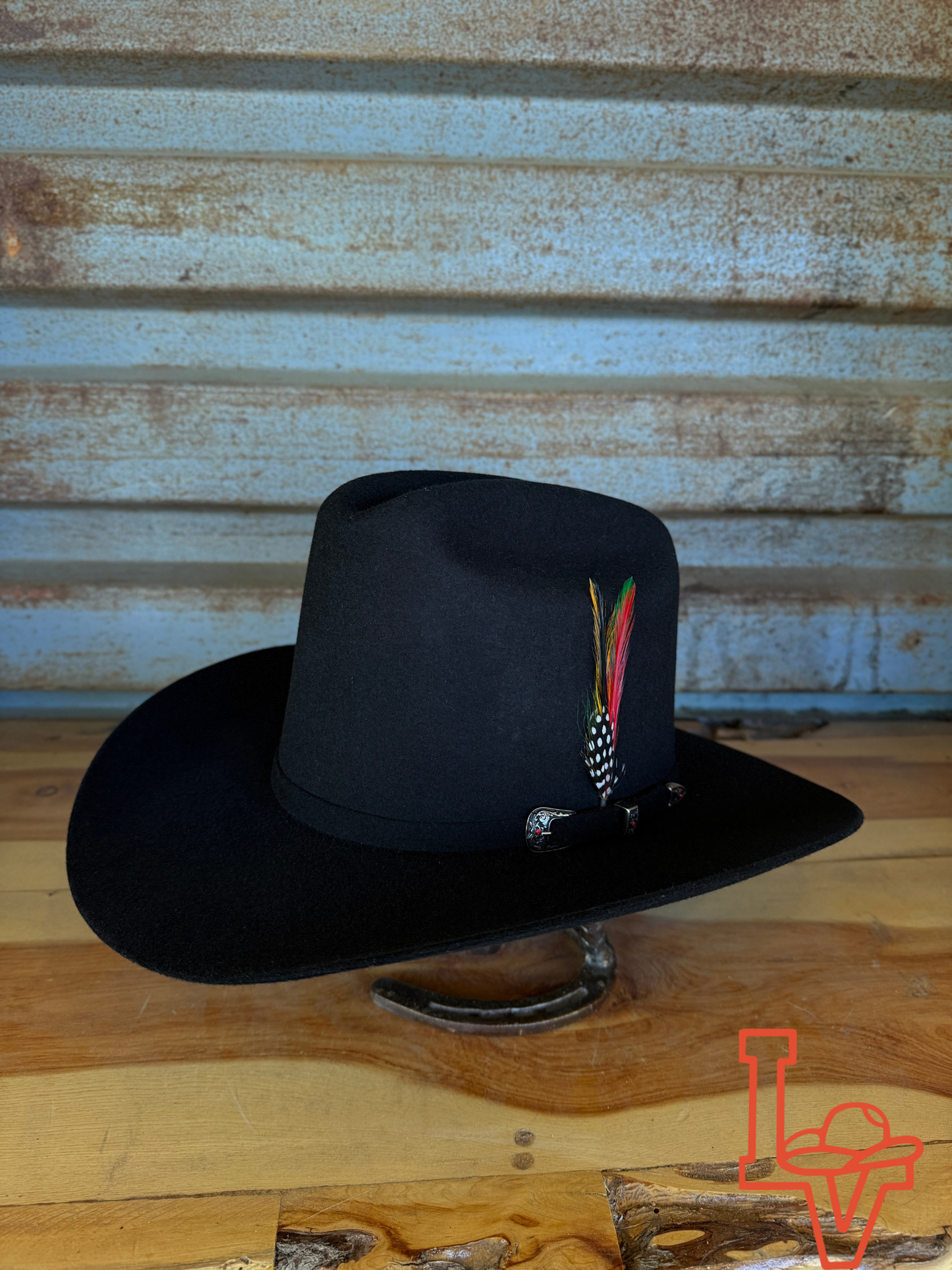 Los Vaqueros 100x Wool Felt Hat Estilo Sinaloa Crown Black