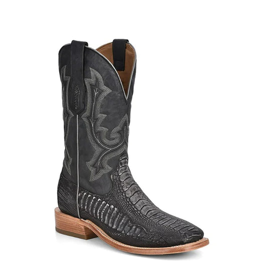 Corral Boots Men's Ostrich Leg Embroidery Wide Square Rodeo Collection Western Boots Black