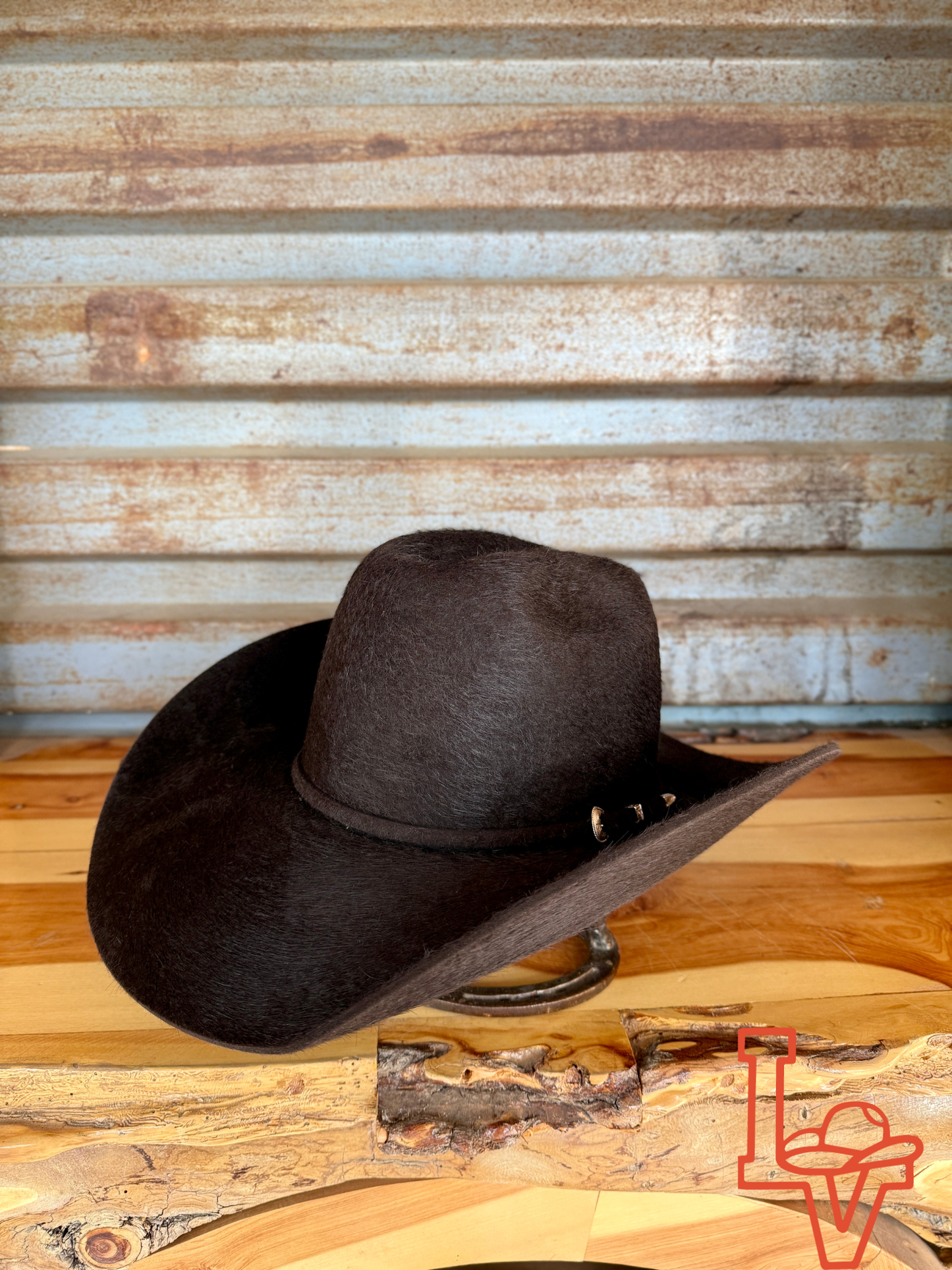 Tacchino 10X Beaver Grizzly Fur Felt Hat 6" Regular Crown 4.25" Brim Chocolate