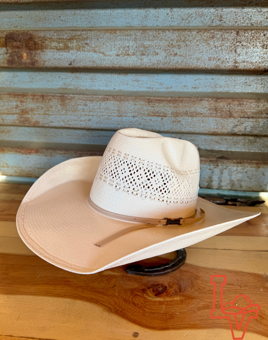 American Hat Company Straw Hat Regular Crown Cross Stripe White