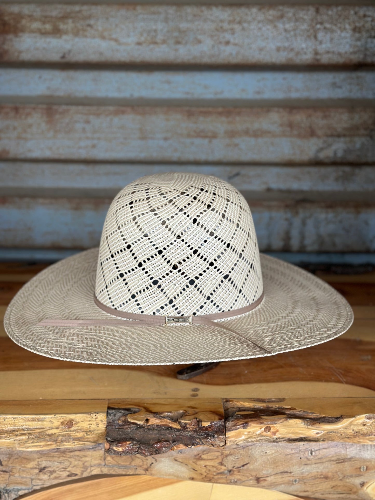 Los Vaqueros Straw Hat Regular Crown Patchwork Tan