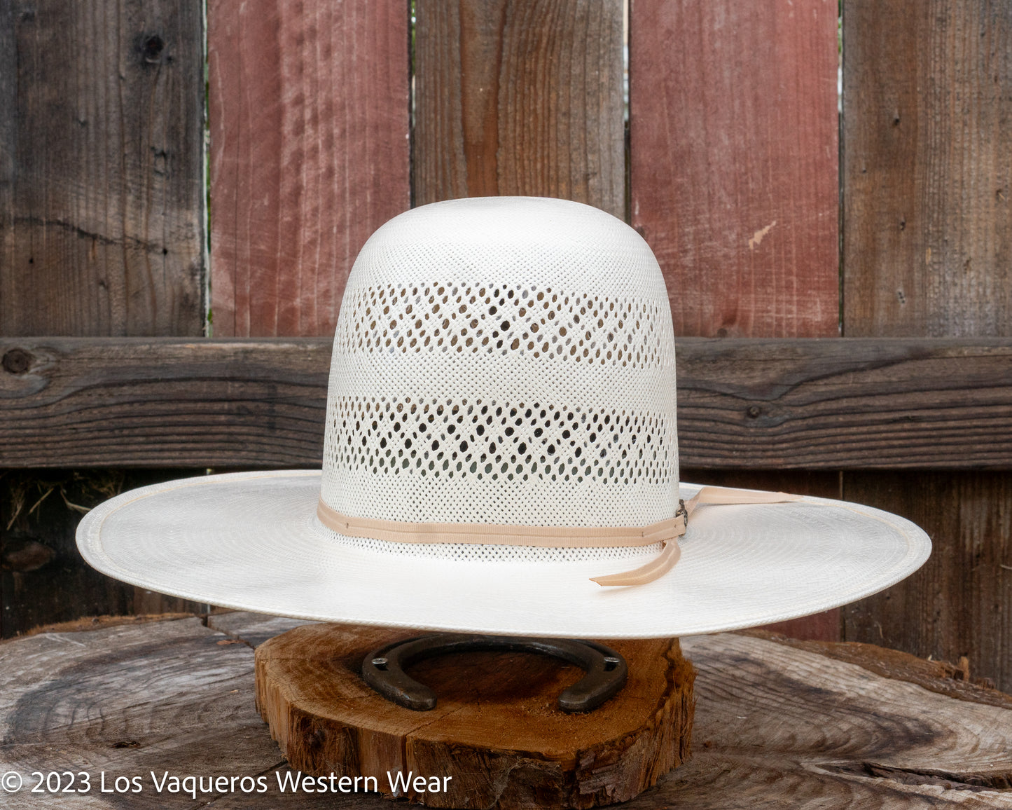 American Hat Company Straw Hat Regular Crown Two Rounds White