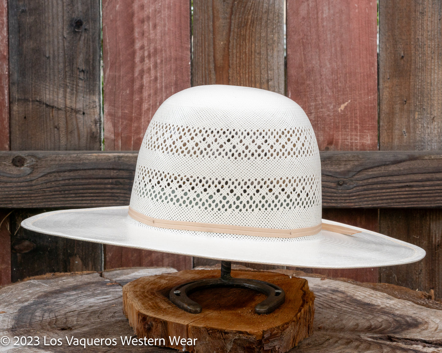 American Hat Company Straw Hat Regular Crown Two Rounds White