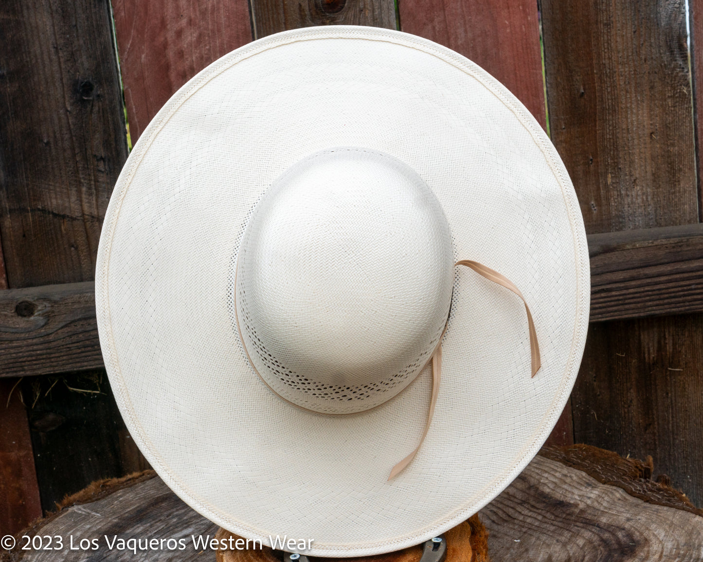 American Hat Company Straw Hat Regular Crown Two Rounds White
