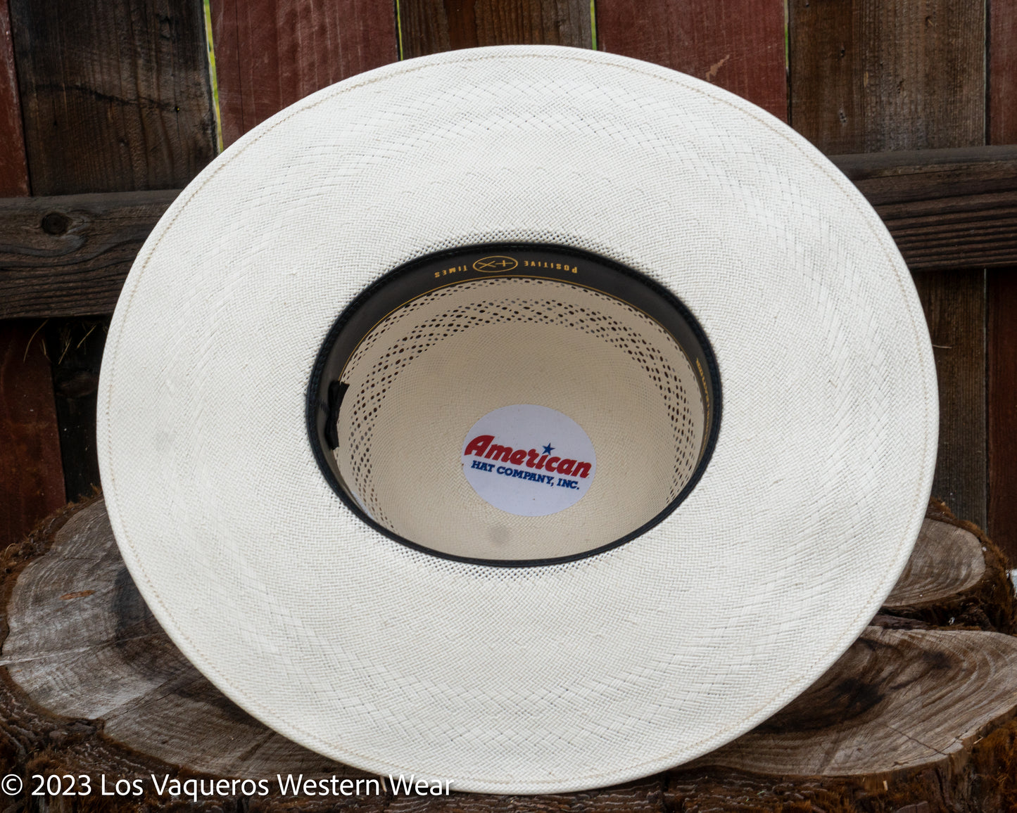 American Hat Company Straw Hat Regular Crown Two Rounds White