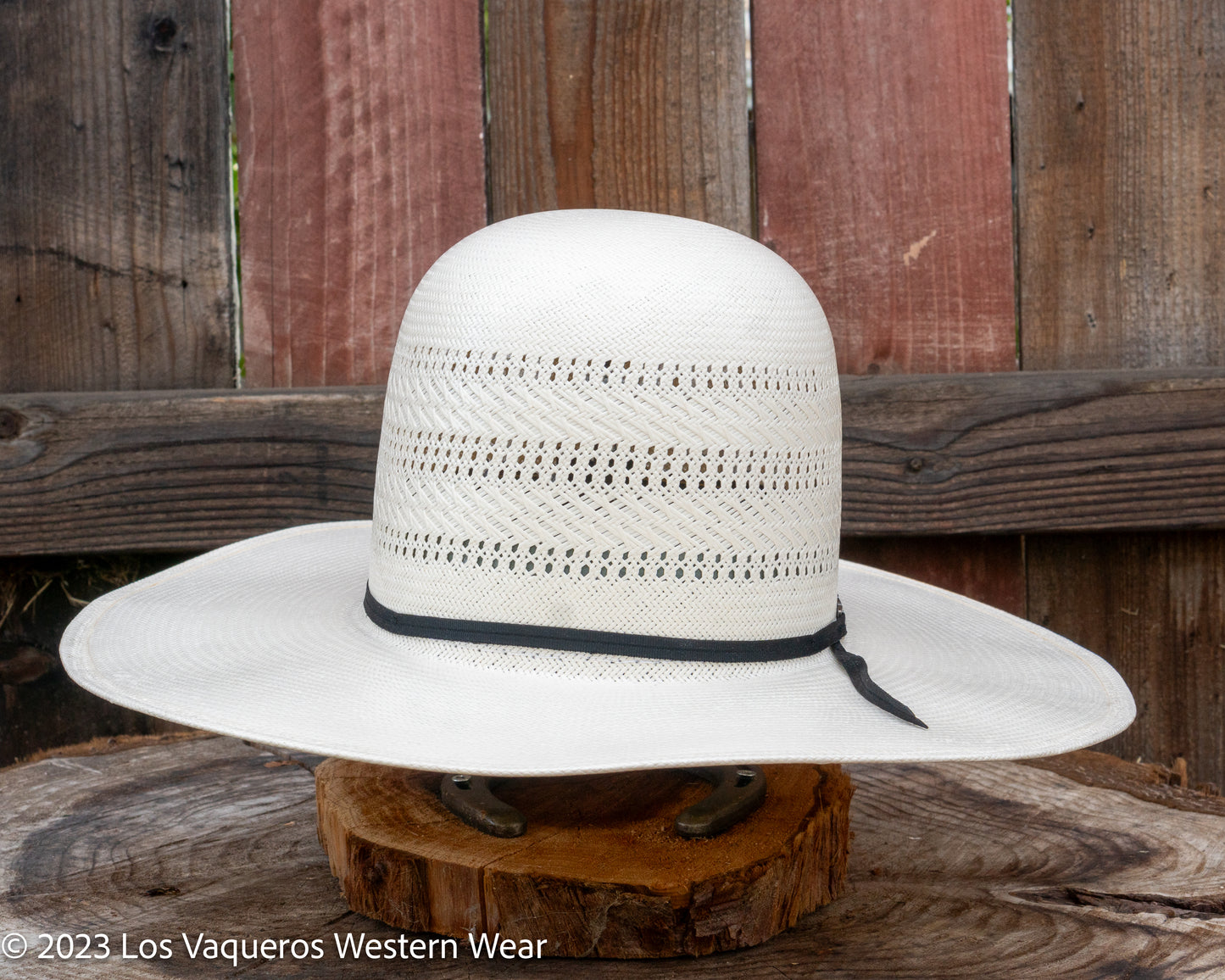 American Hat Company Straw Hat Regular Crown Three Rows White