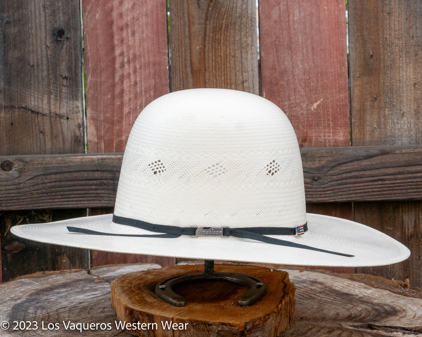 American Hat Company Straw Hat Regular Crown Scattered Diamond White