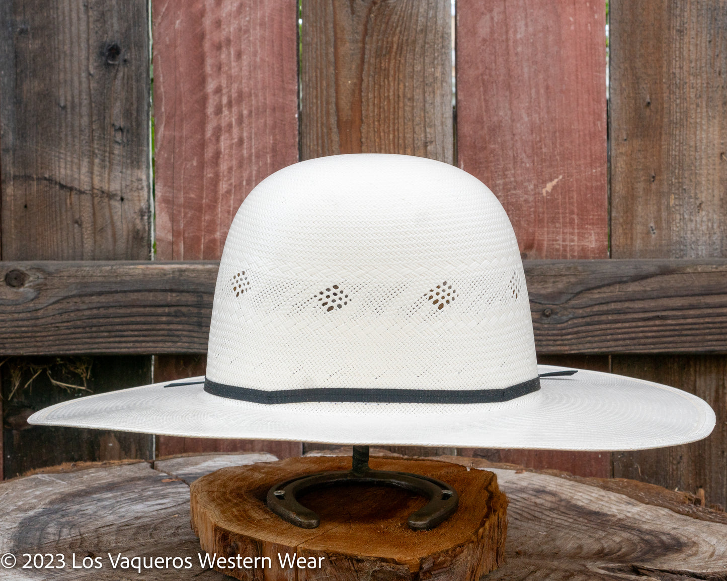 American Hat Company Straw Hat Regular Crown Scattered Diamond White