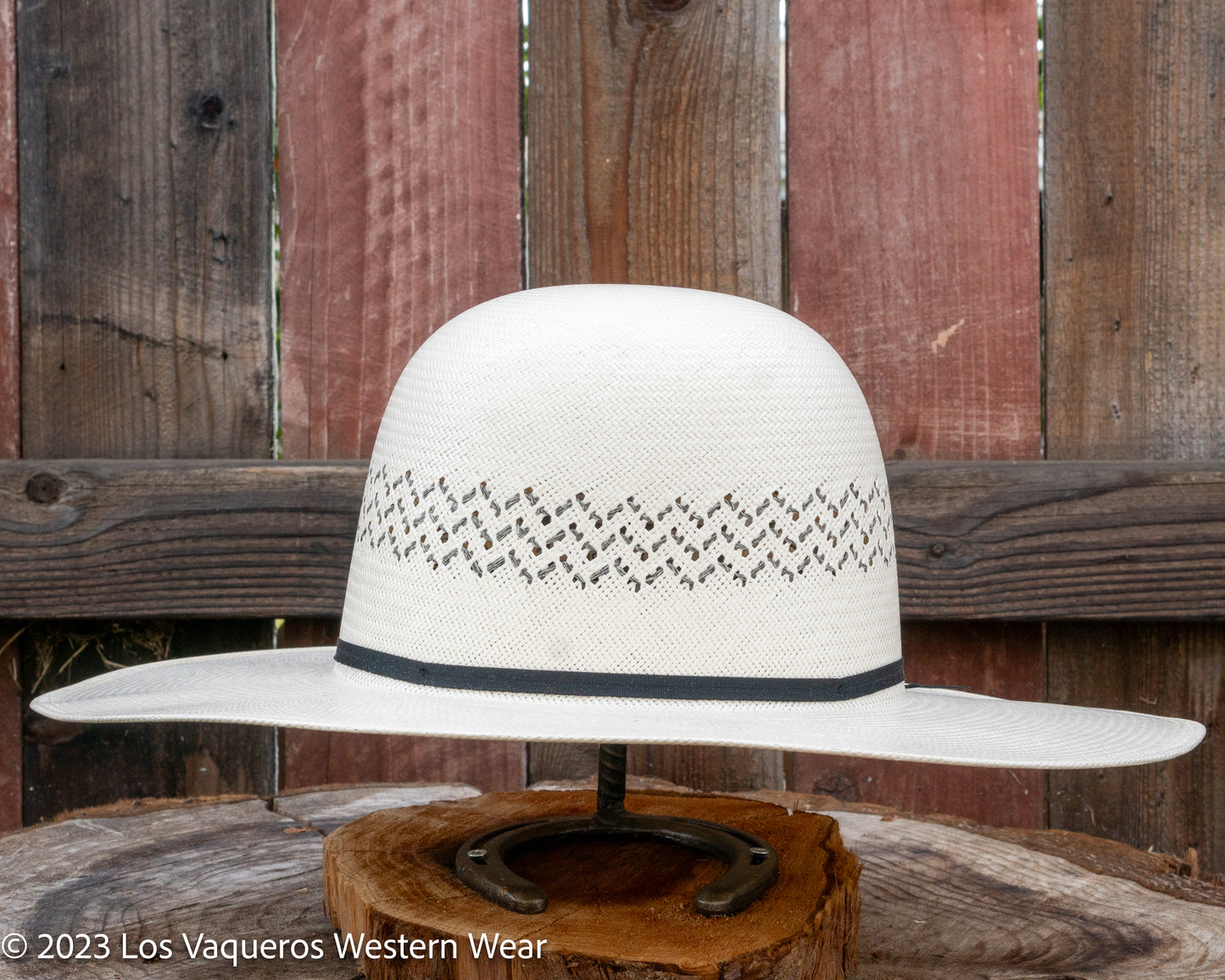 American Hat Company Straw Hat Regular Crown Paved Road White