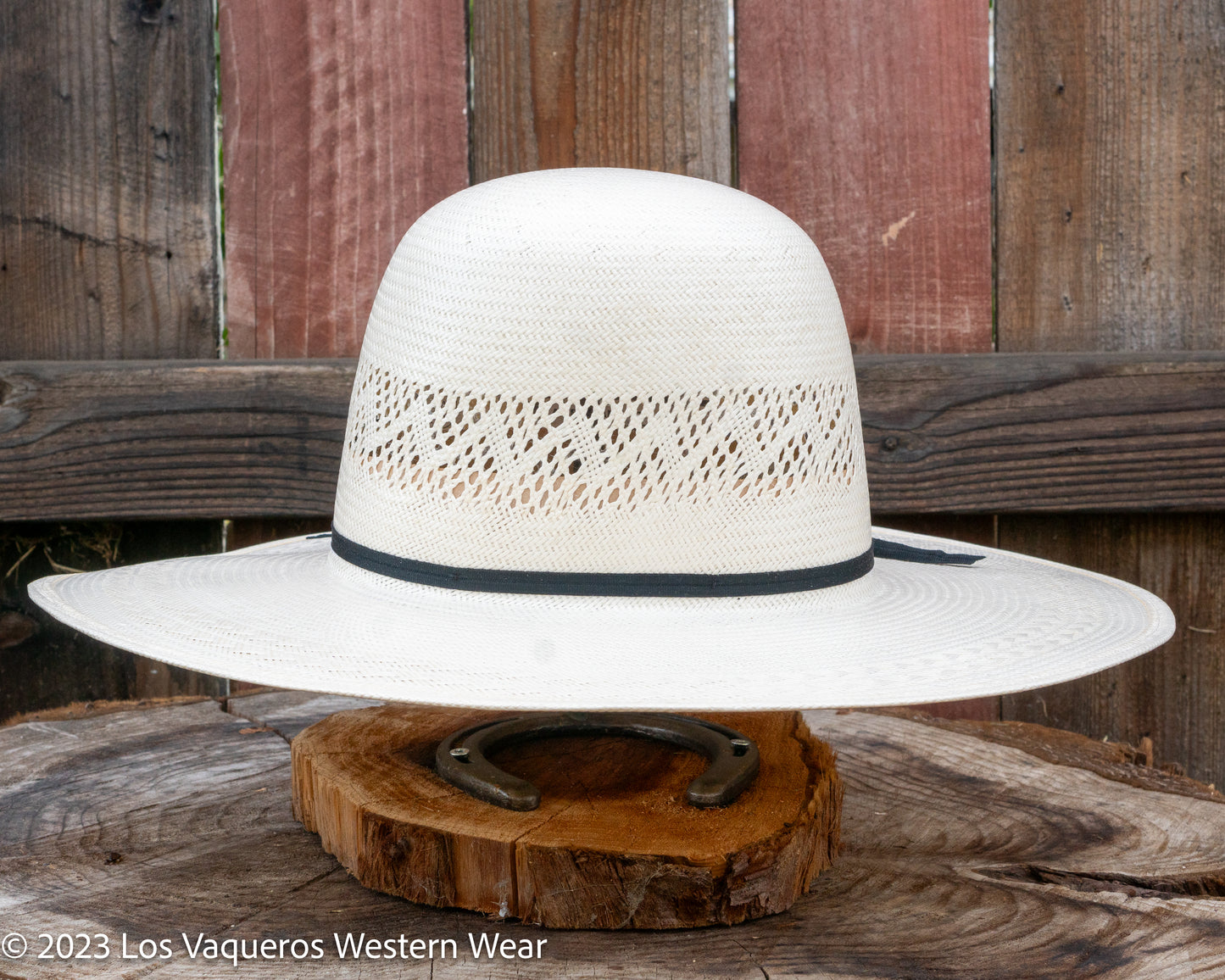 American Hat Company Straw Hat Regular Crown Pyramid White