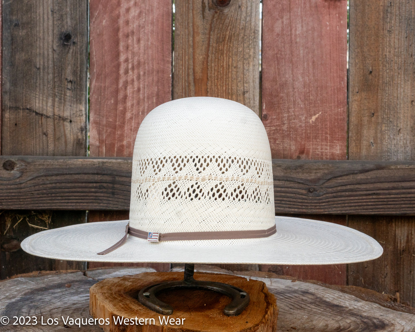 American Hat Company Straw Hat Regular Crown Pyramid Line White