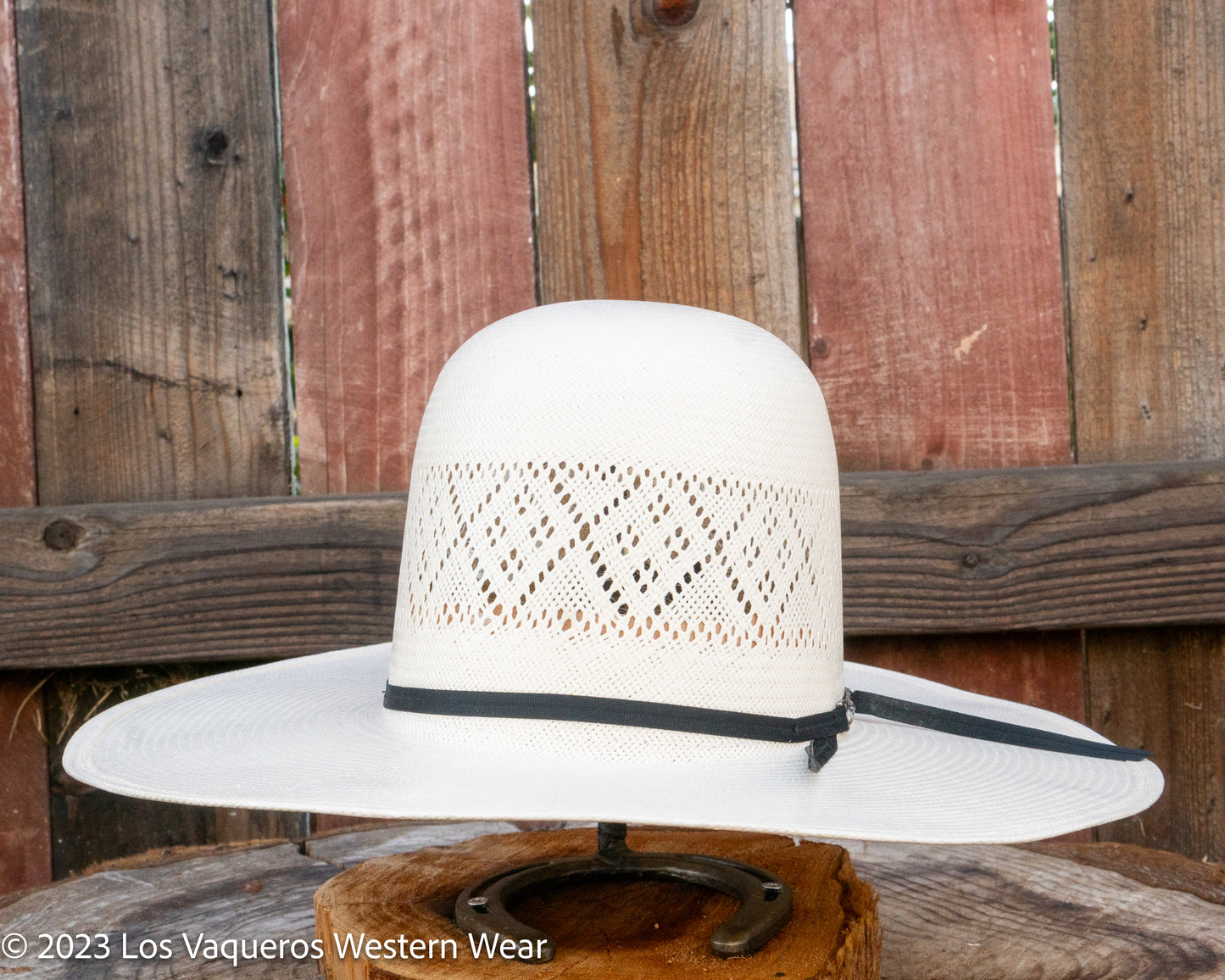 American Hat Company Straw Hat Regular Crown Four In A Diamond White