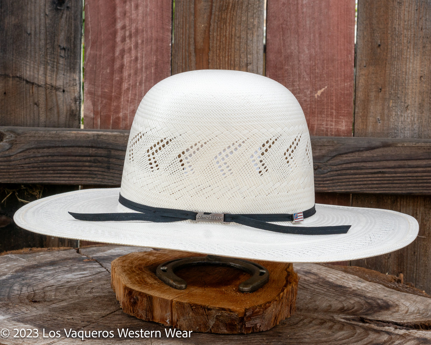 American Hat Company Straw Hat Regular Crown Arrows White
