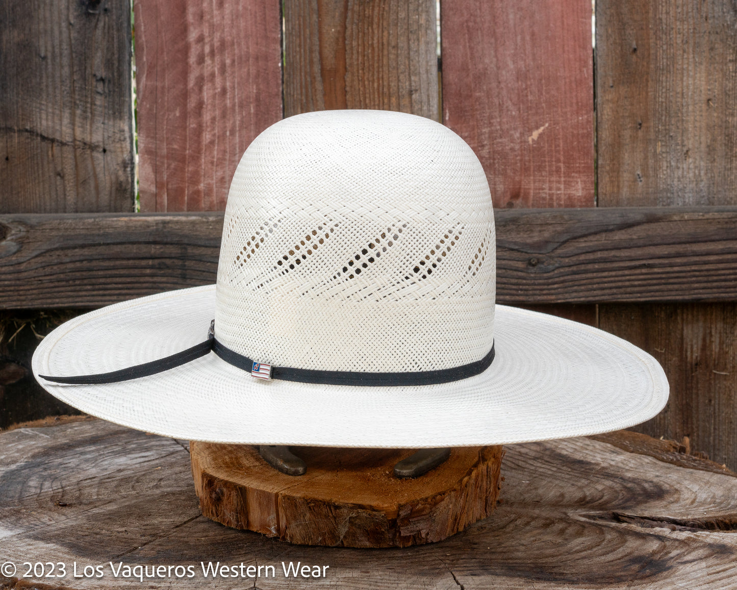 American Hat Company Straw Hat Regular Crown Rattle Snake White