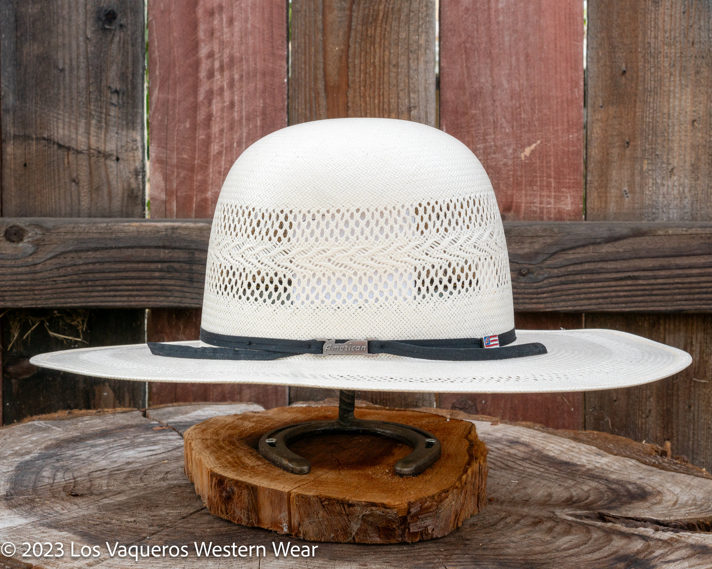American Hat Company Straw Hat Regular Crown Snow Drift White