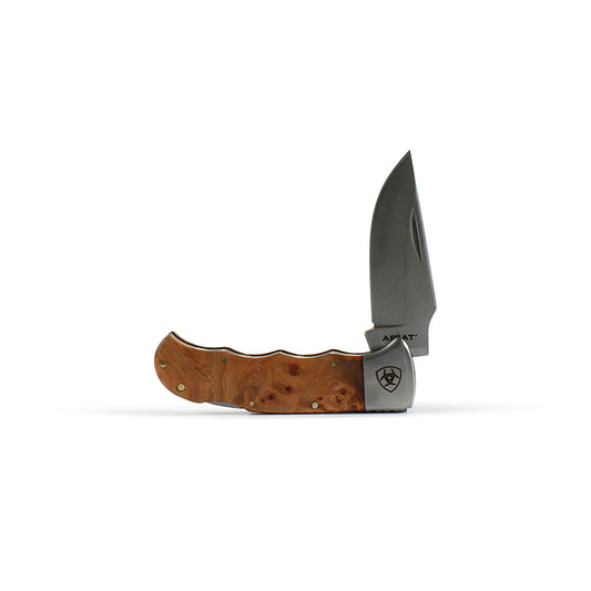 Ariat Folding Medium Knife 3'' Smooth Brown