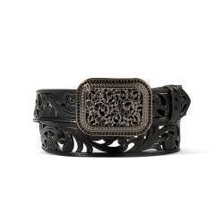Ariat Ladies Belt 1 1/2" Floral Filigree Black