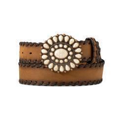 Ariat Ladies Belt 1 1/2" Scalloped Buckle Whip Lacing Brown