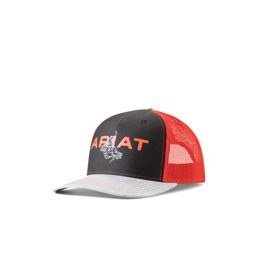 Ariat Mens Ariat Bucking Bronco Snapback Black and Red