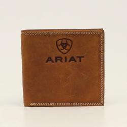 Ariat Mens Bifold Wallet Embossed Logo Medium Brown