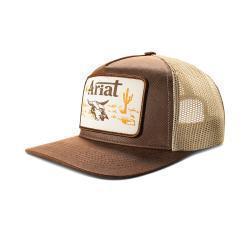 Ariat Mens Cap Snap Back Oilskin Desert Patch Brown