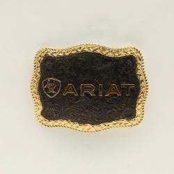 Ariat Rectangle Buckle Rope Edge Antique Silver and Antique Gold