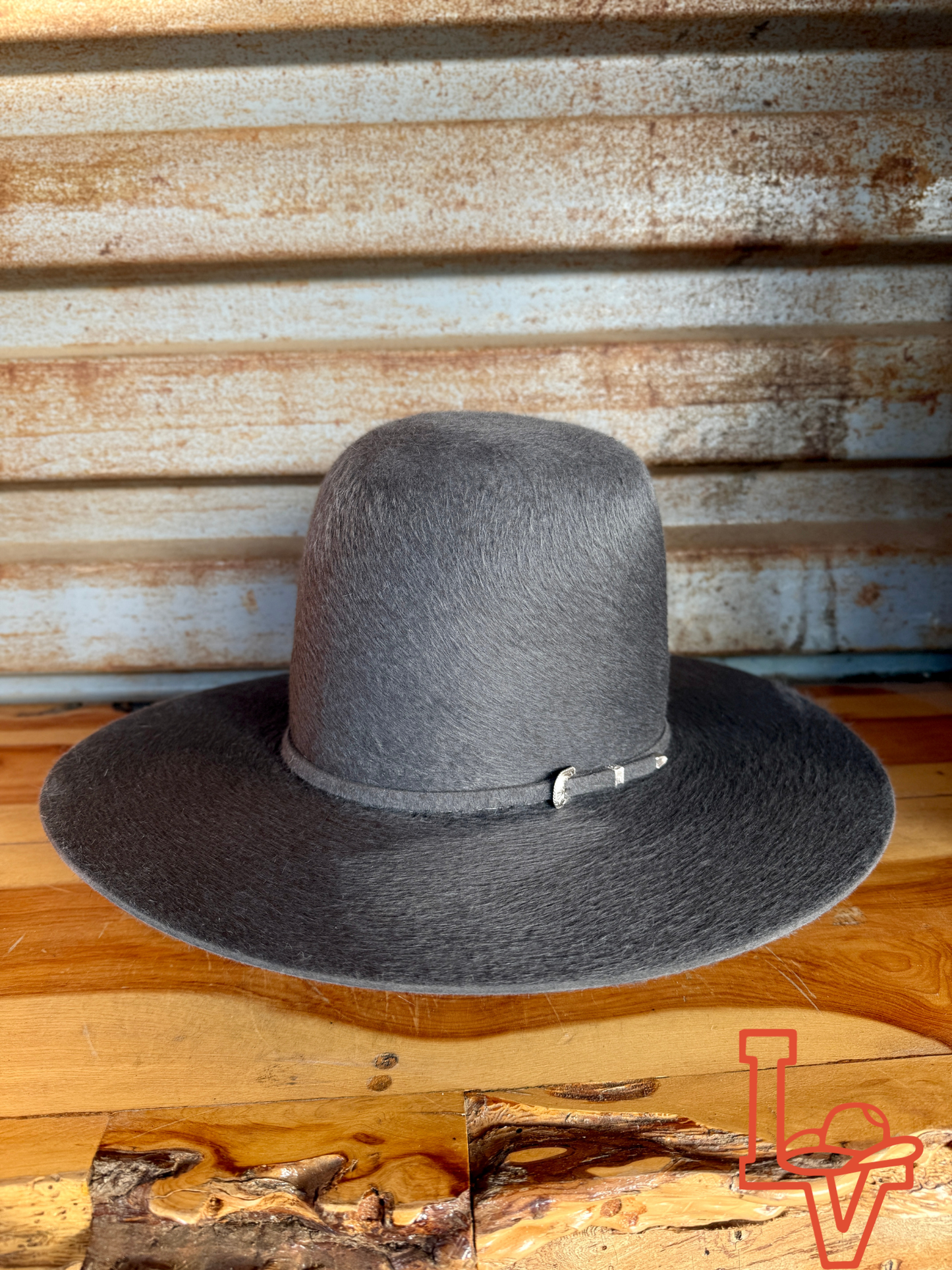 Tacchino 10X Beaver Grizzly Fur Felt Hat 7" Tall Crown 4.25" Brim Charcoal