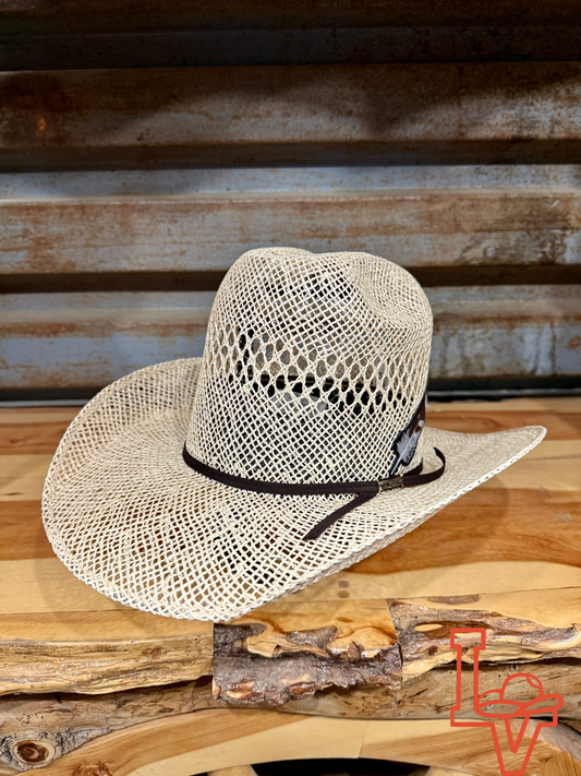 Los Vaqueros Straw Hat Tall Crown Jute Tan