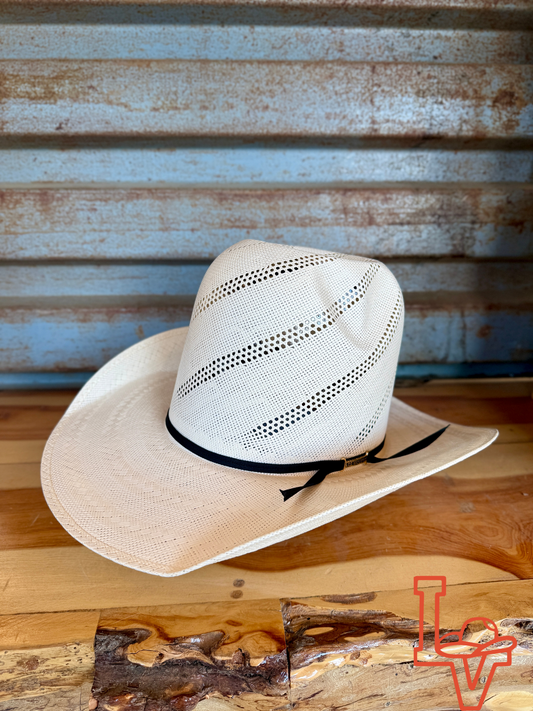 Los Vaqueros Straw Hat Tall Crown Swirl White