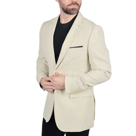 Platini Mens Modern Fit Stretch Date Night Blazer Beige