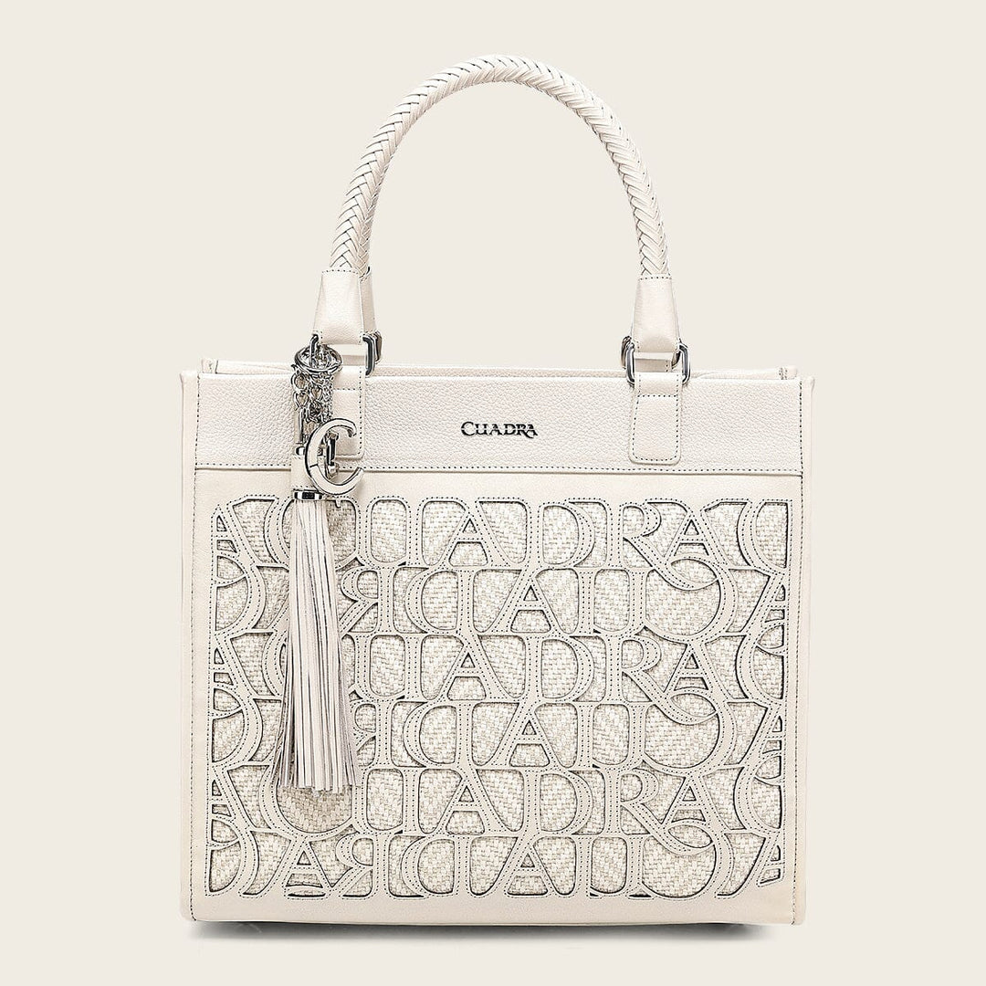 Cuadra White Monogram Top Handle Handbag DU762
