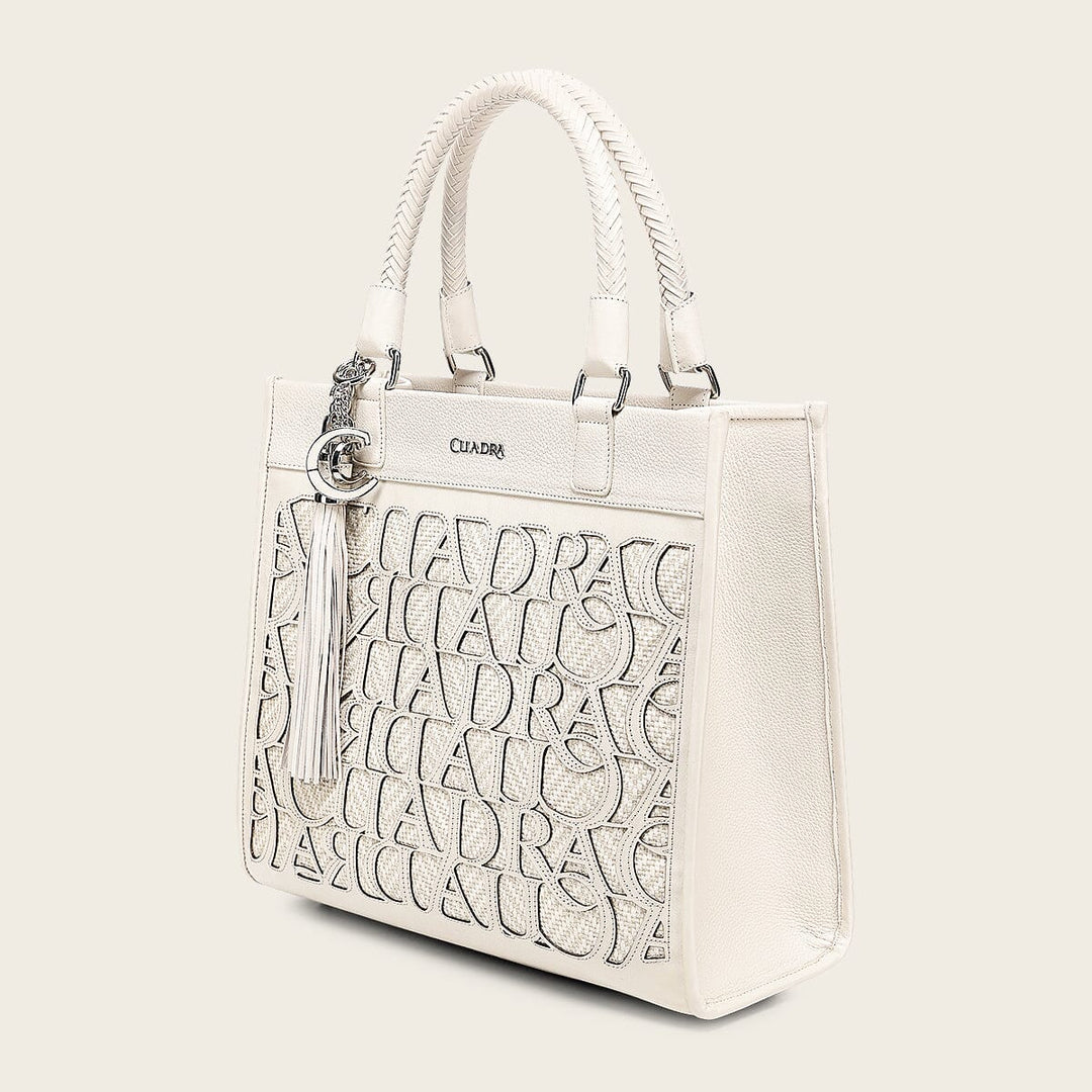 Cuadra White Monogram Top Handle Handbag DU762