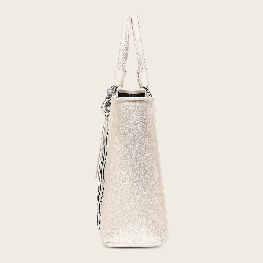 Cuadra White Monogram Top Handle Handbag DU762