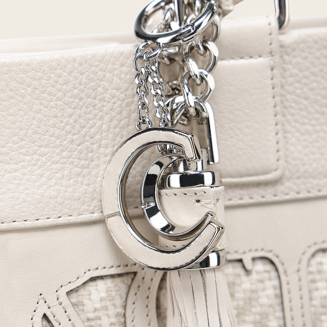 Cuadra White Monogram Top Handle Handbag DU762