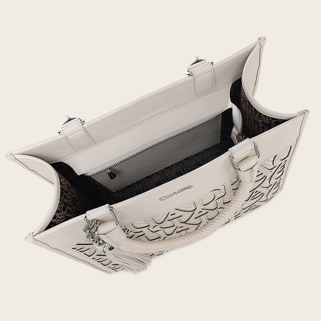 Cuadra White Monogram Top Handle Handbag DU762