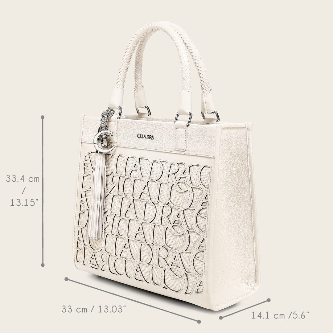 Cuadra White Monogram Top Handle Handbag DU762