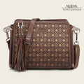 Cuadra Women's Honey Lamb Leather Shoulder Bag With Geometric Design