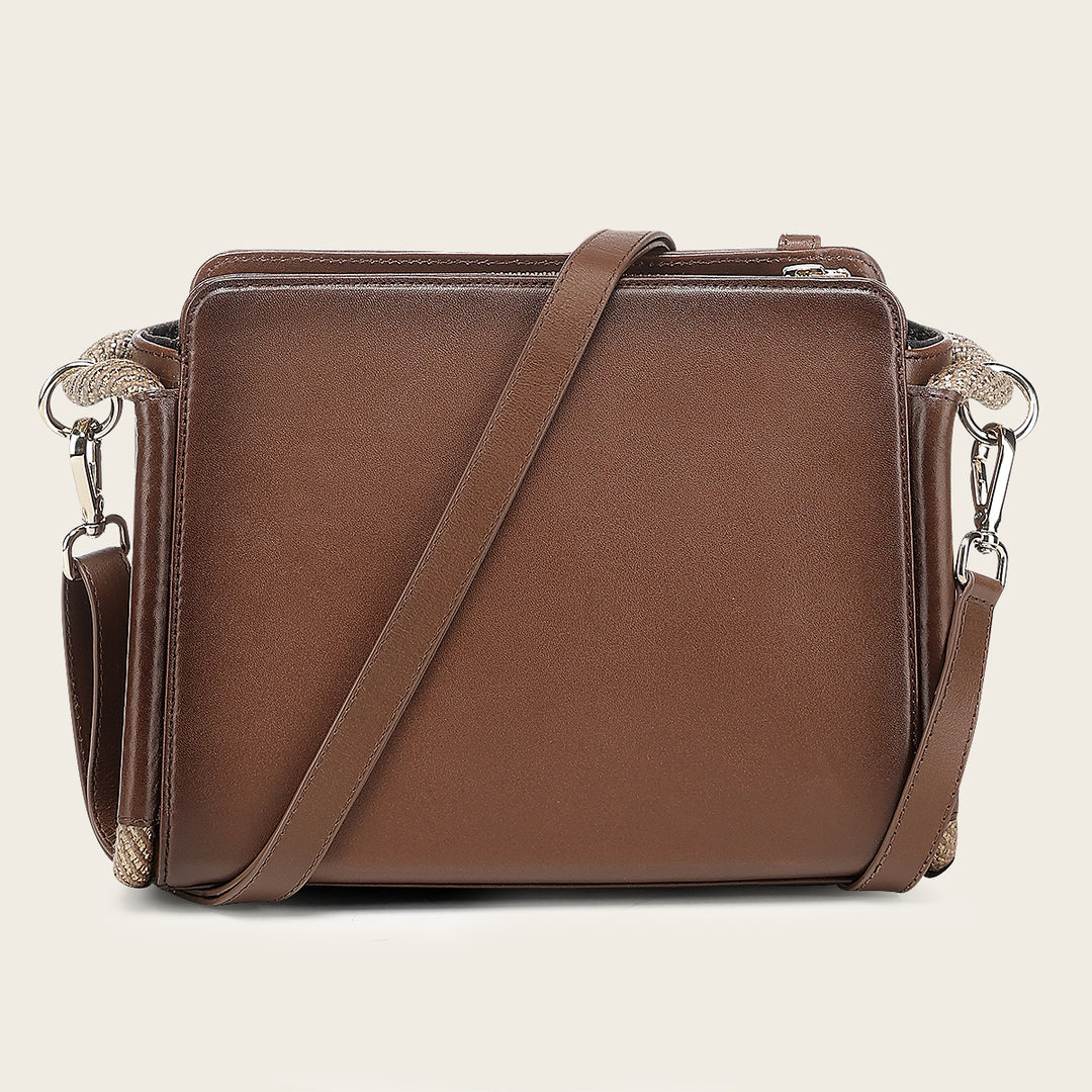 Cuadra Women's Honey Lamb Leather Shoulder Bag With Geometric Design
